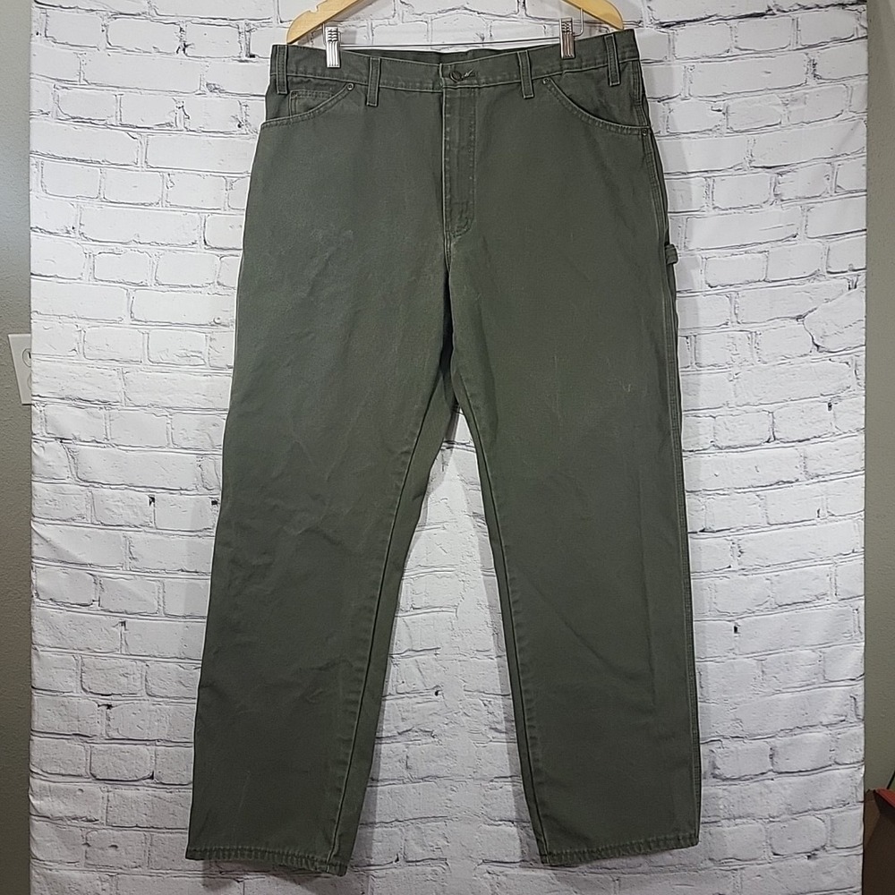 Dickies Work Pants Mens 38x32 Gray Carpenter Loop Heavy Weight Canvas‎